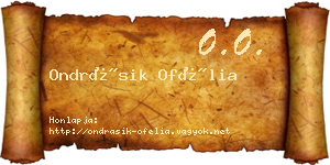 Ondrásik Ofélia névjegykártya